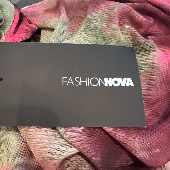 Fashion Nova Tie Dye Me Down Mesh Midi Dress - Wine/combo Large NWT - Picture 4 of 6